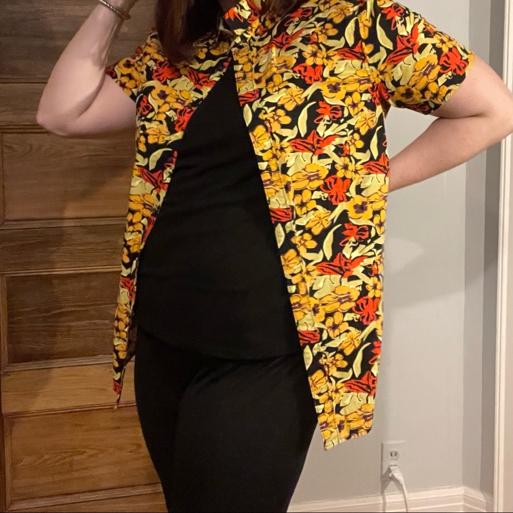 Vintage RAIL pattern button up shirt XXL - yellow, red, black
